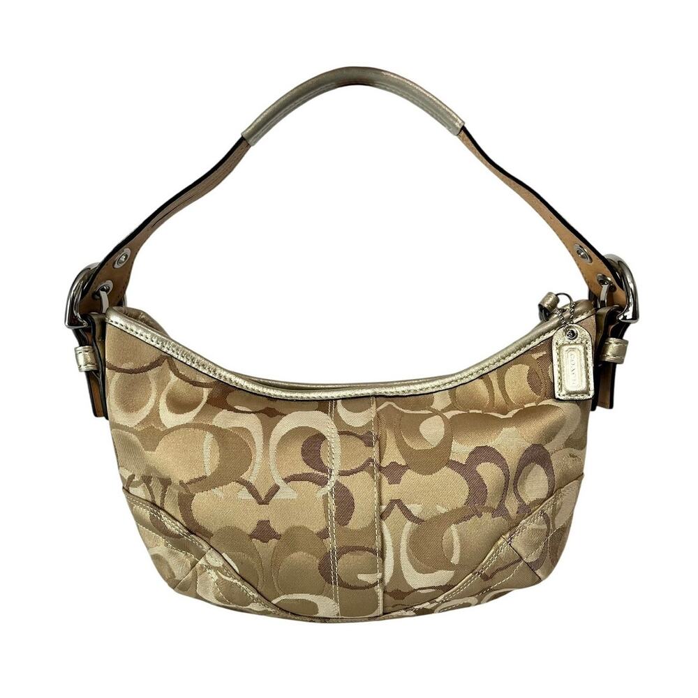 Coach Signature Small Soho Hobo Shoulder Bag Gold Metallic Optic C Monogram Y2K